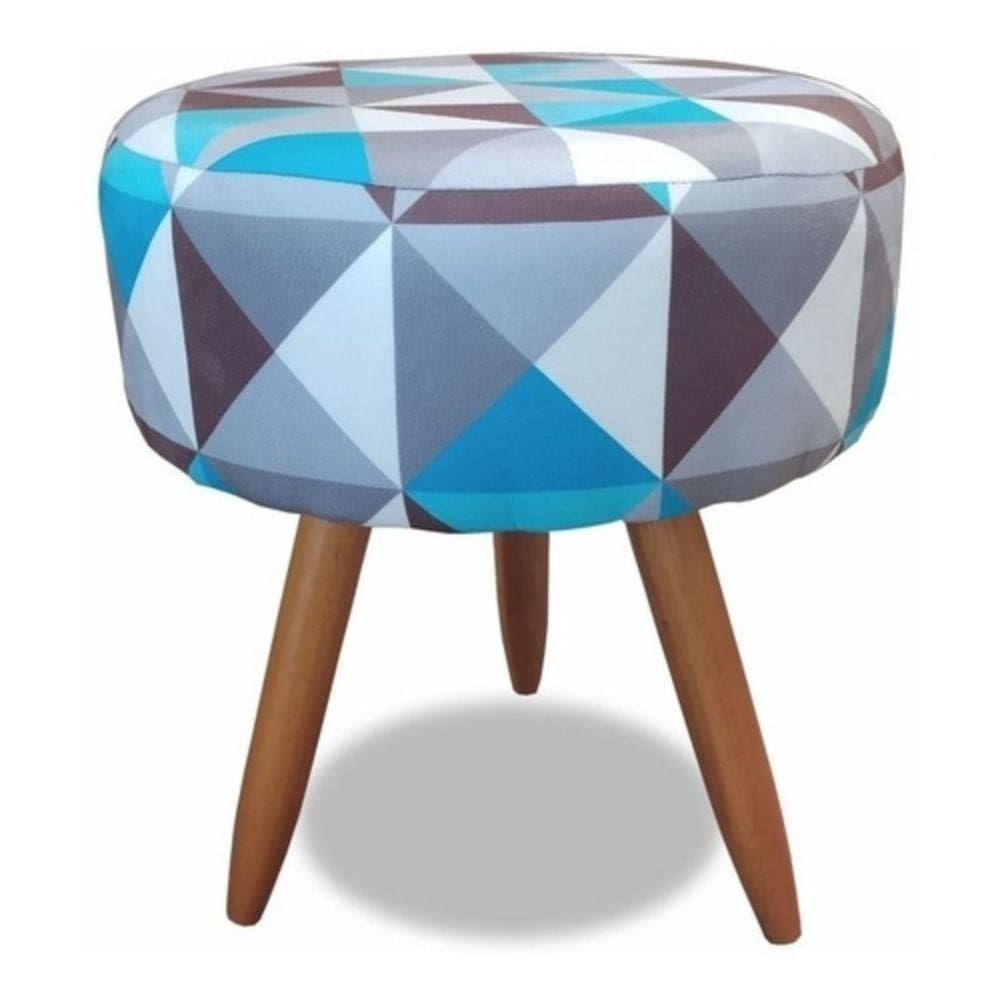 Puff Decorativo Redondo 40 Cm Dóris Pé Palito Suede