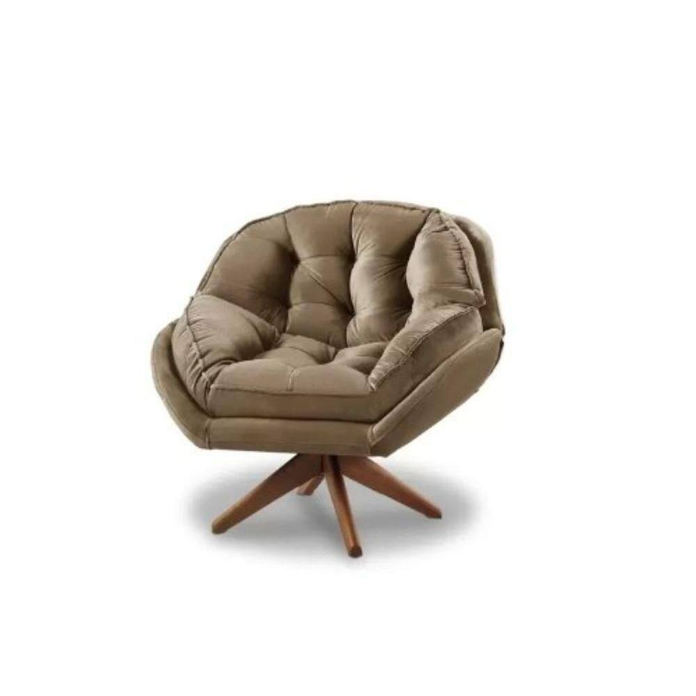 Poltrona Decorativa Verona Com Base Giratória Suede