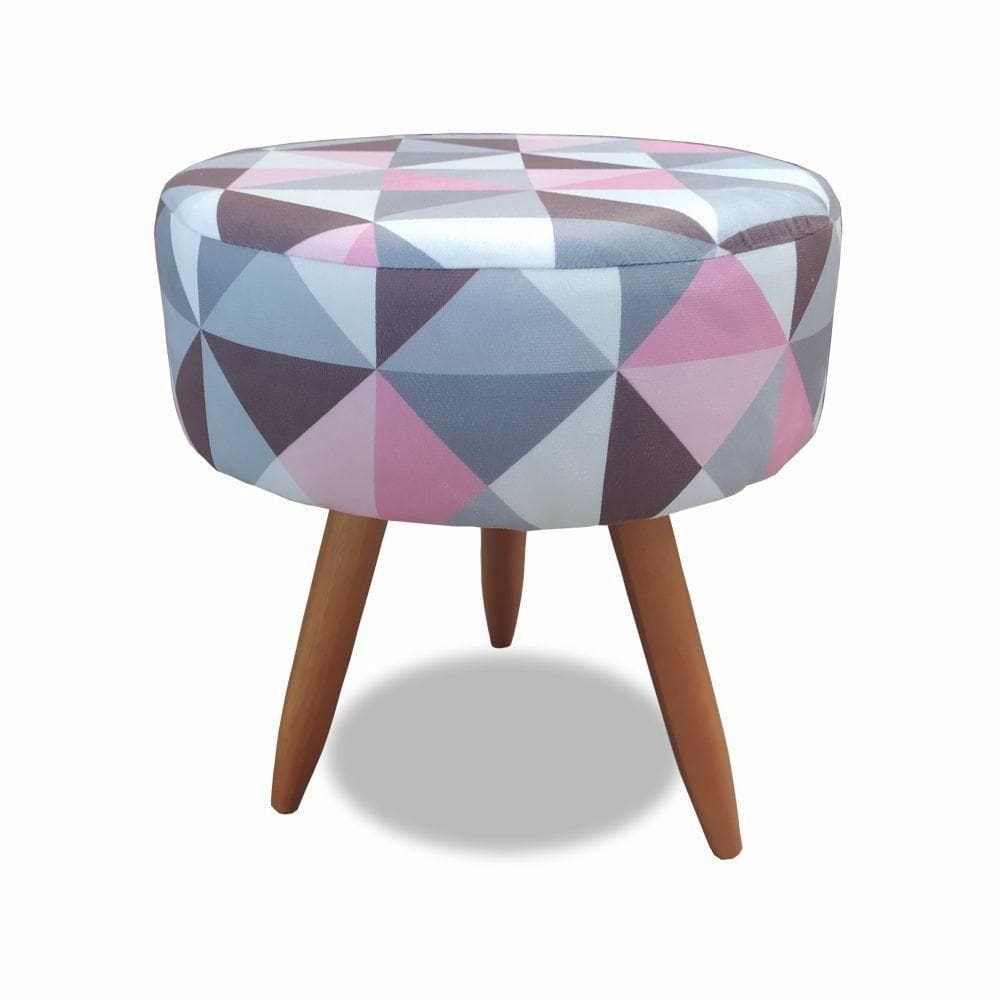 Puff Decorativo Redondo 40 Cm Dóris Pé Palito Suede