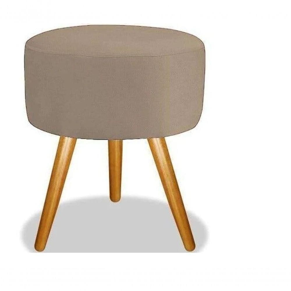 Puff Decorativo Redondo 40 Cm Dóris Pé Palito Suede