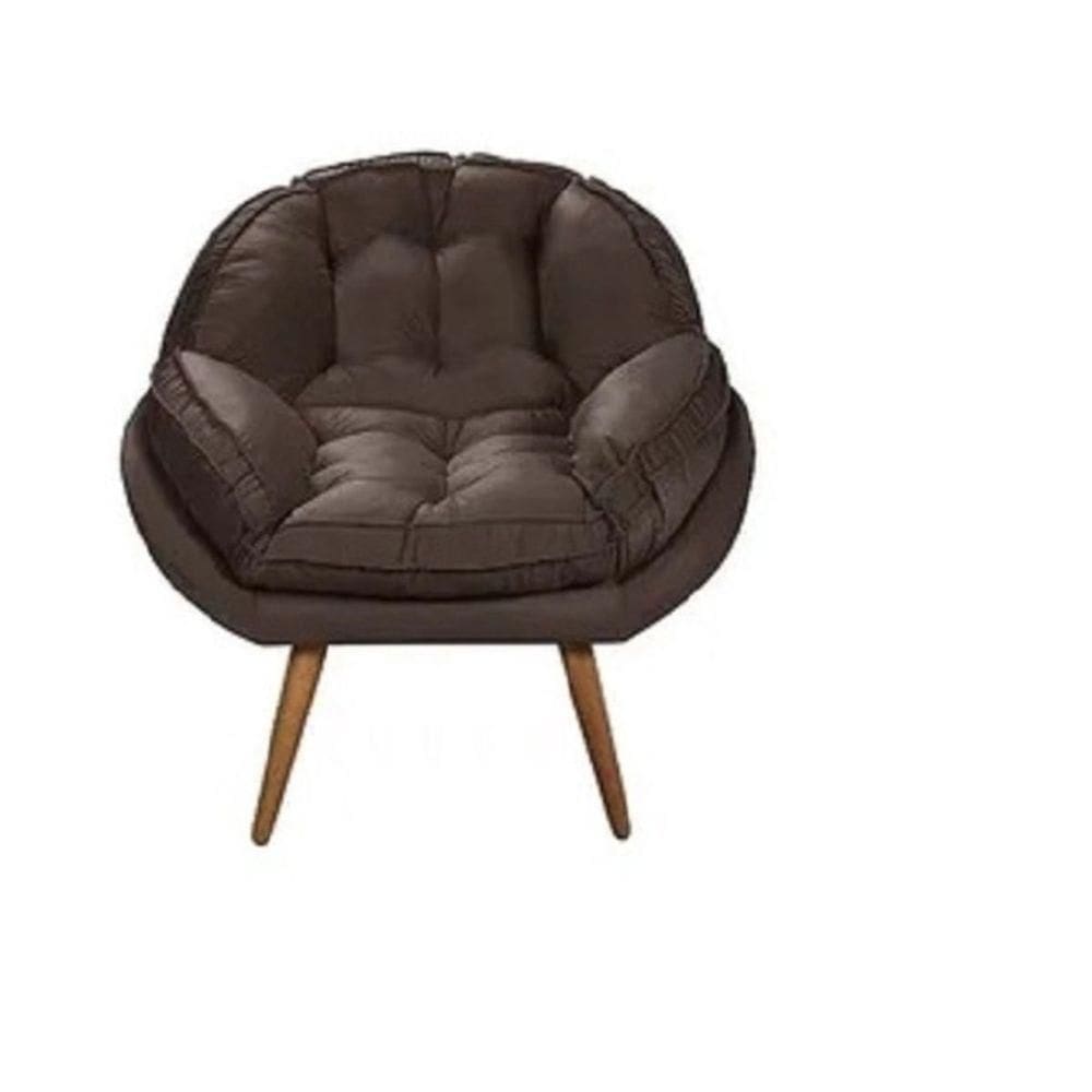 Poltrona Decorativa Flórida Em Tecido Suede Pés Madeira