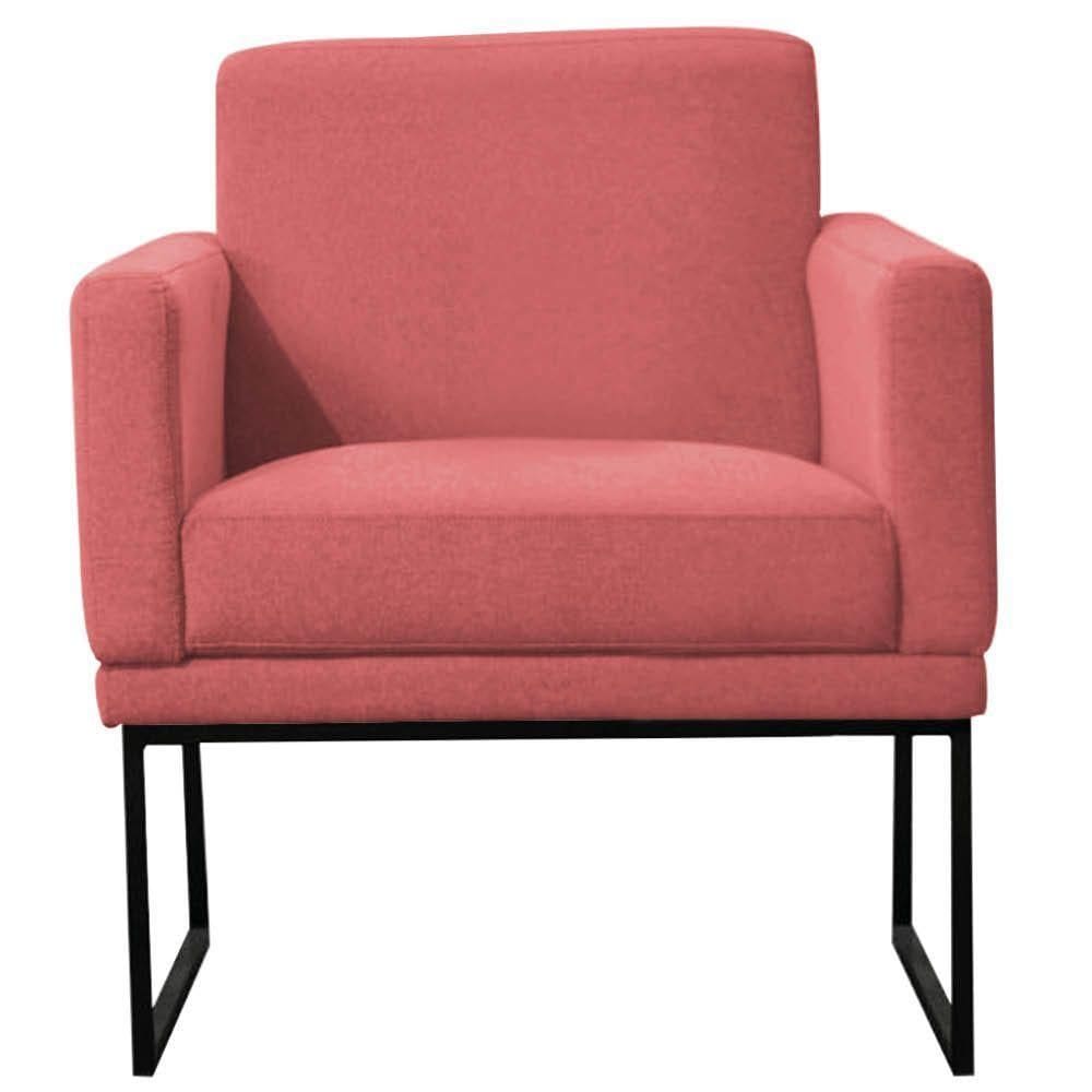 Poltrona Decorativa Juliette Suede Com Armação Preta Metal