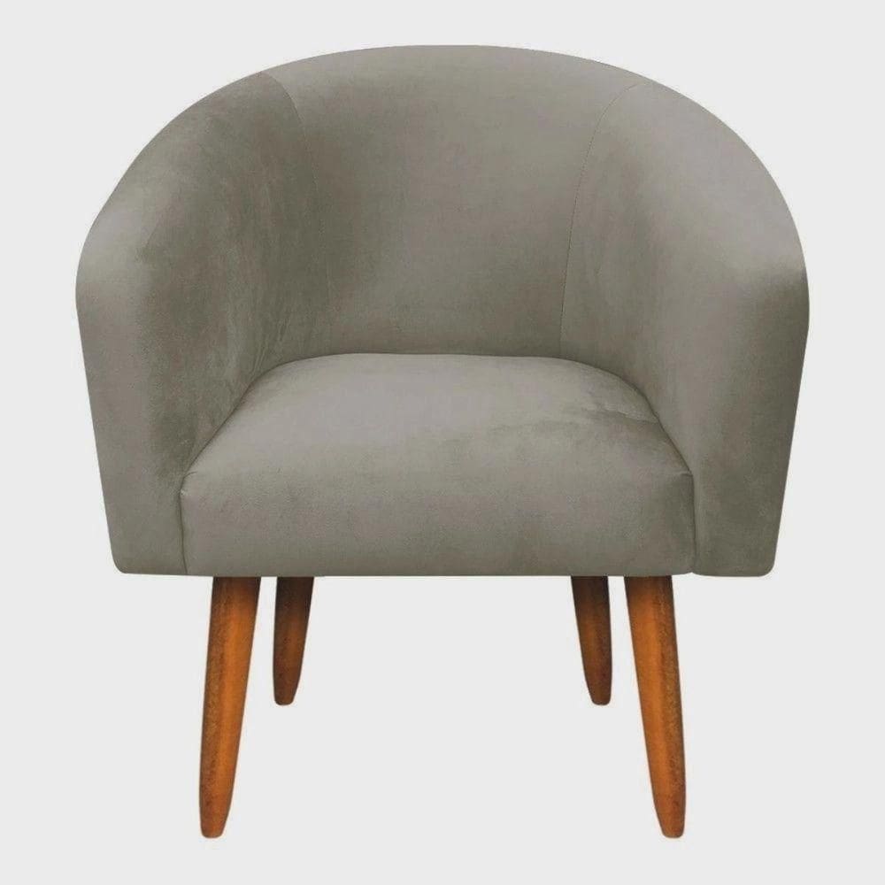 Poltrona Decorativa Stella Em Suede Com Pés Palito