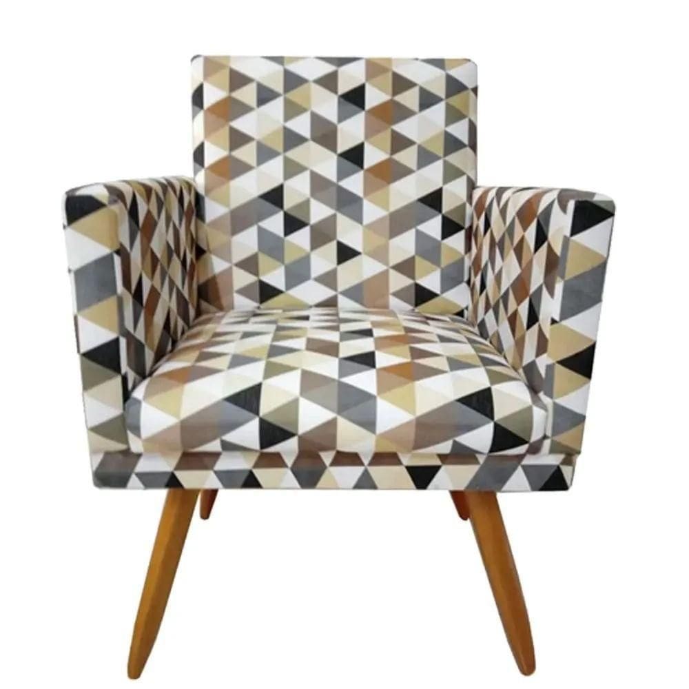 Poltrona Decorativa Nina Sala E Escritório Triangulo Bege