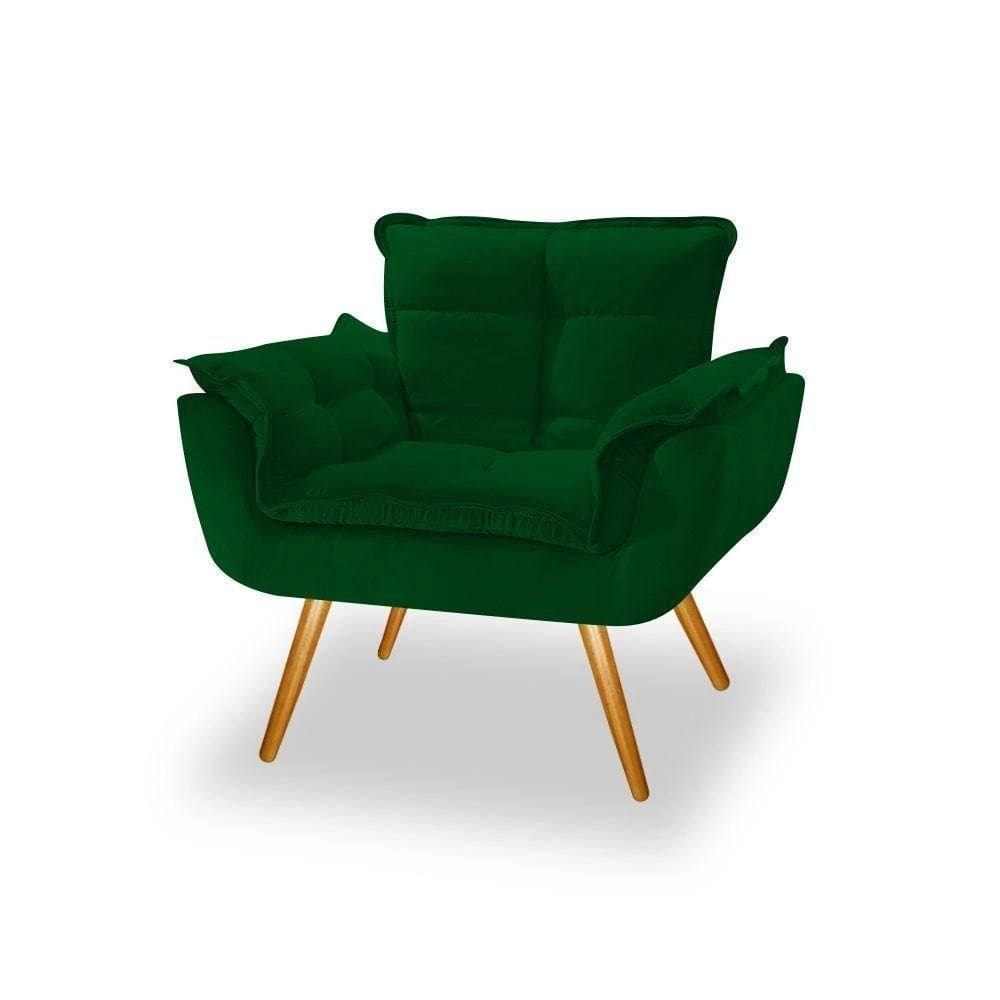 Poltrona Decorativa Opala Sala De Estar Suede Verde
