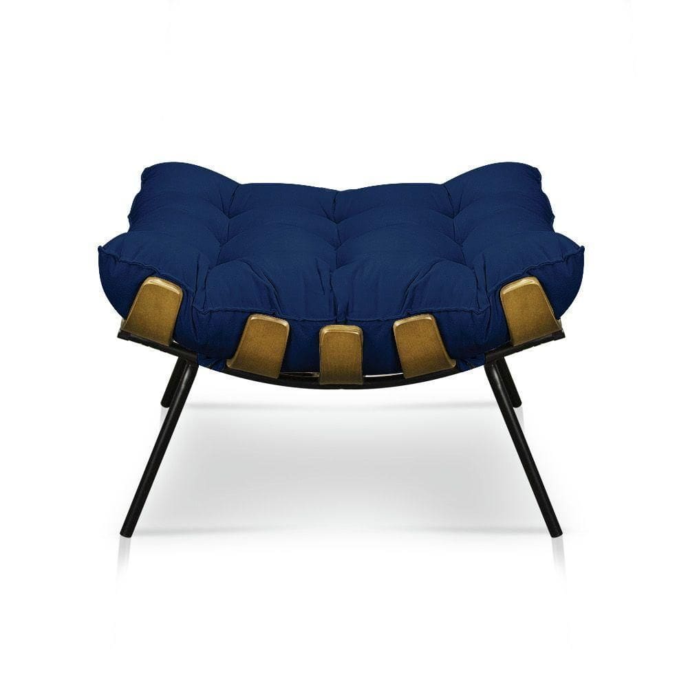 Puff Costela Decorativo Sala E Escritório Suede Azul Marinho