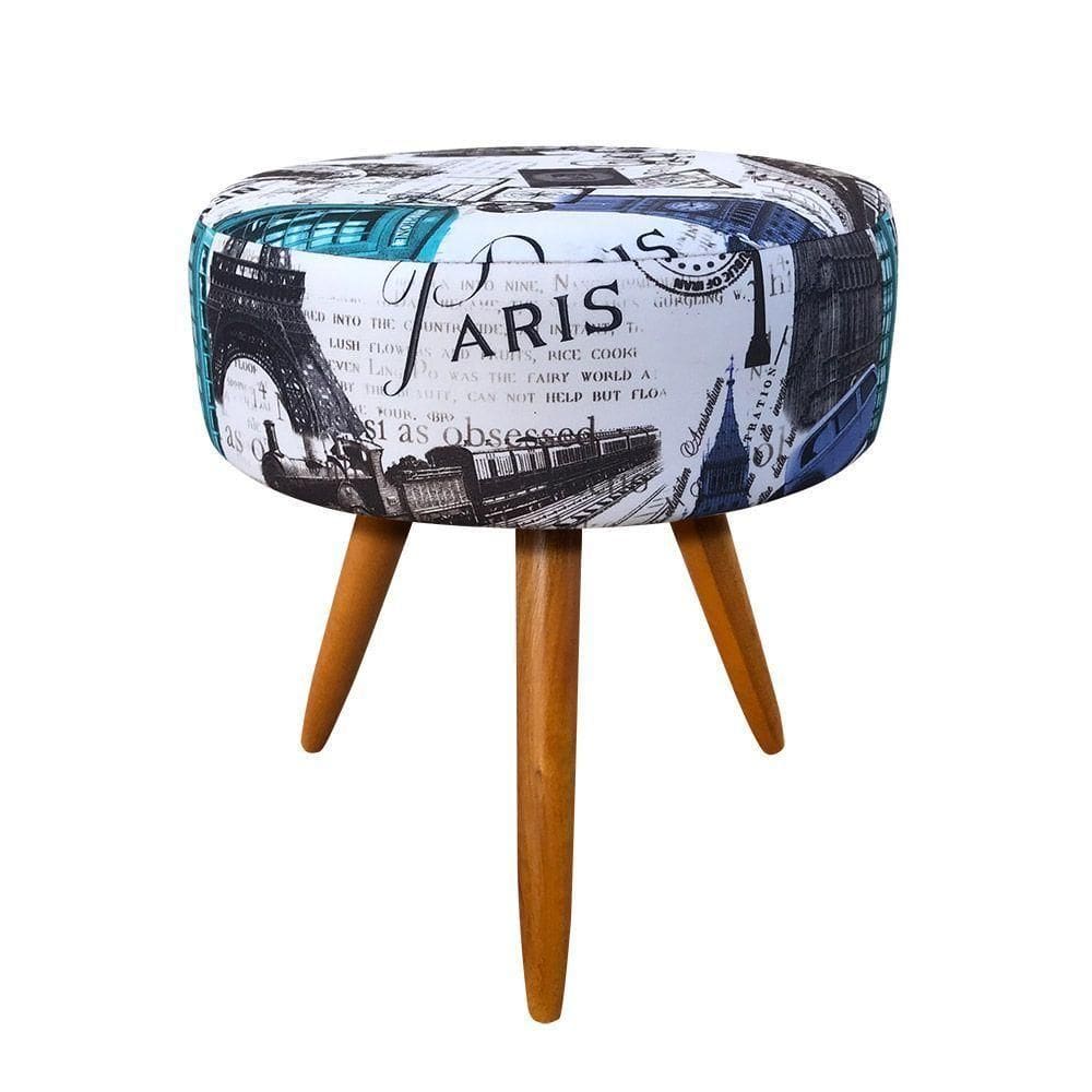 Puff Decorativo Banqueta Dóris Redondo Paris Azul