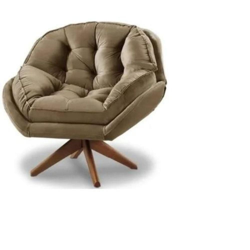 Poltrona Decorativa Verona Com Base Giratória Suede