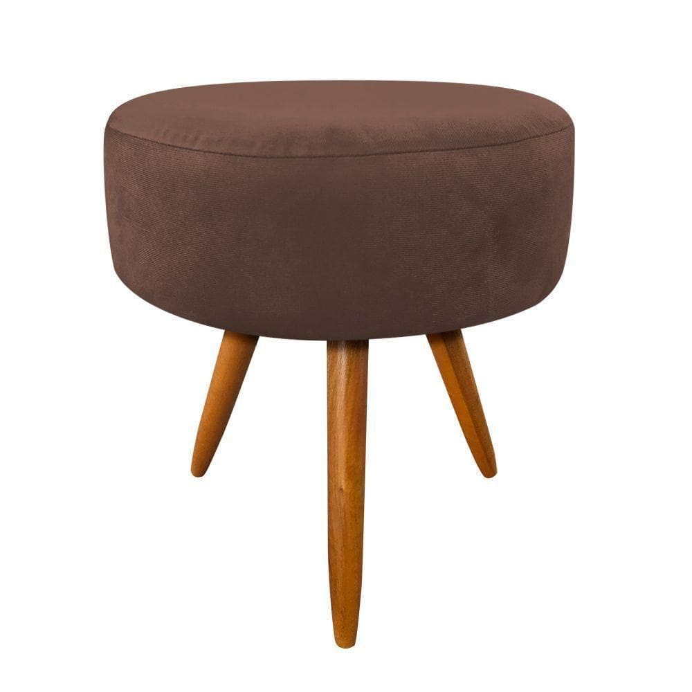 Puff Decorativo Redondo 40 Cm Dóris Pé Palito Suede