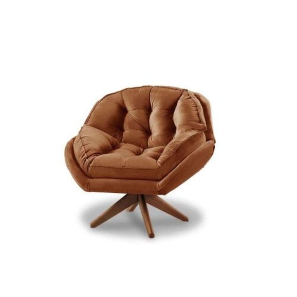 Poltrona Decorativa Verona Com Base Giratória Suede