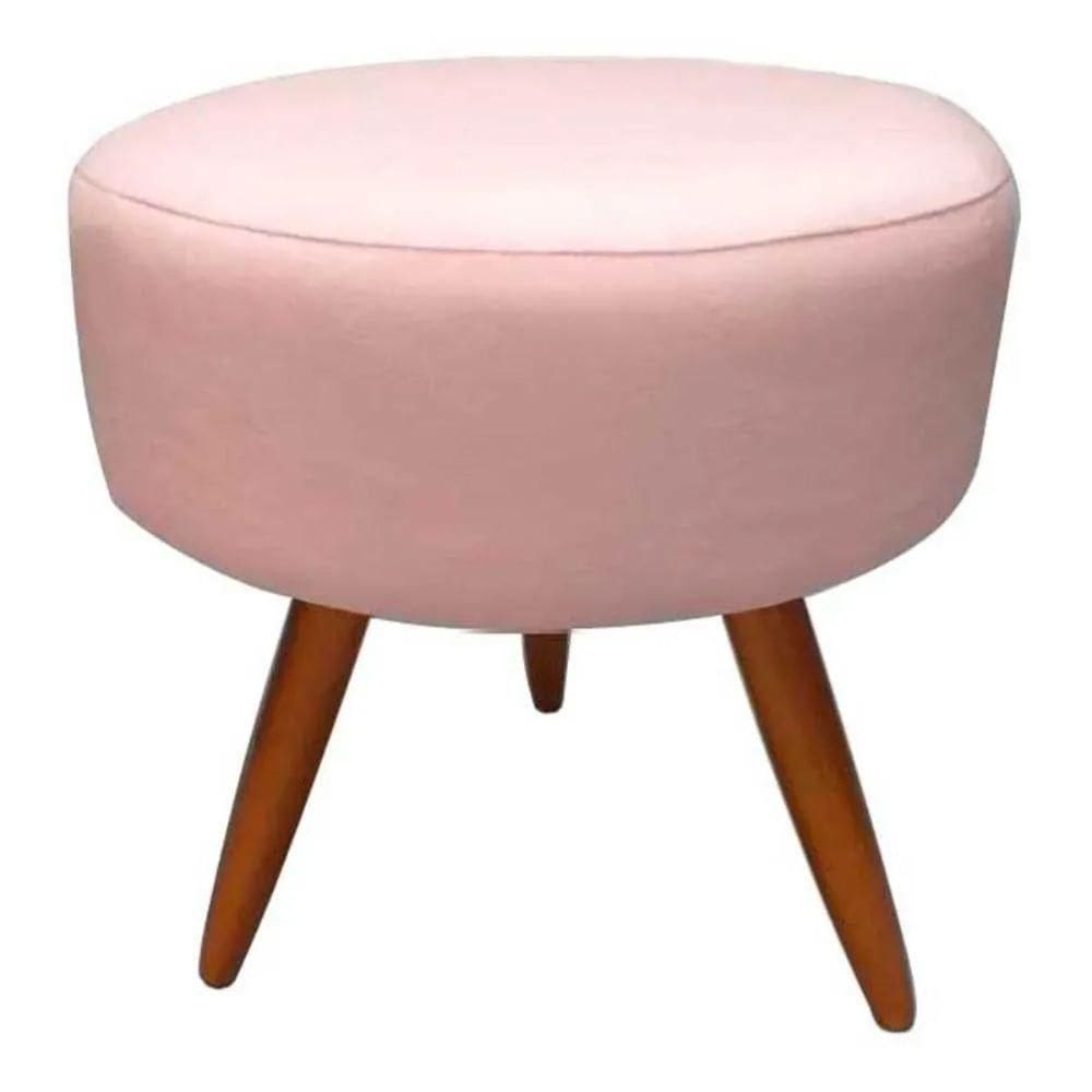 Puff Decorativo Redondo 40 Cm Dóris Pé Palito Suede