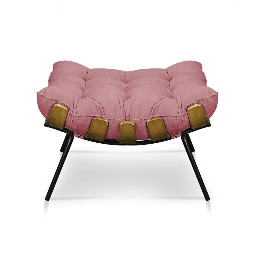 Puff Decorativo Costela Sala E Escritório Suede Rose