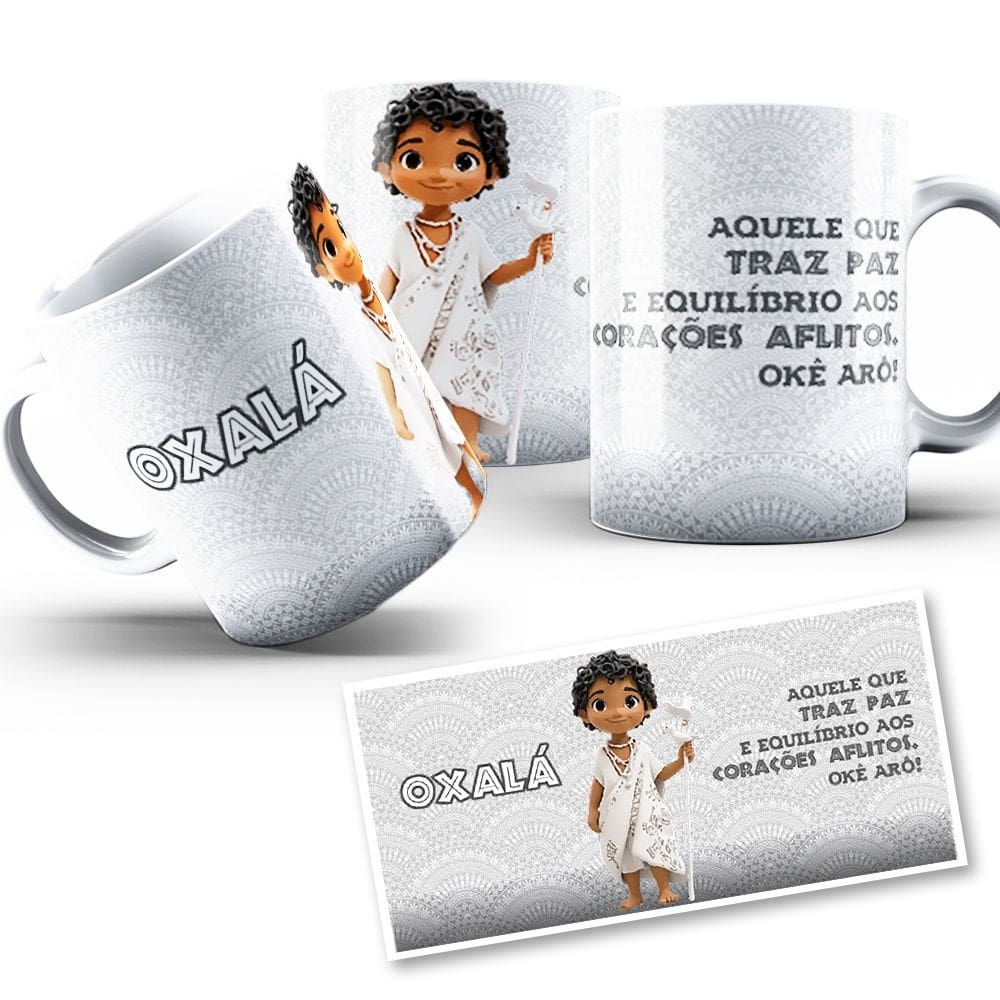 Caneca Oxalá Mirim Coleção Orixás Umbanda Candomblé 325ml