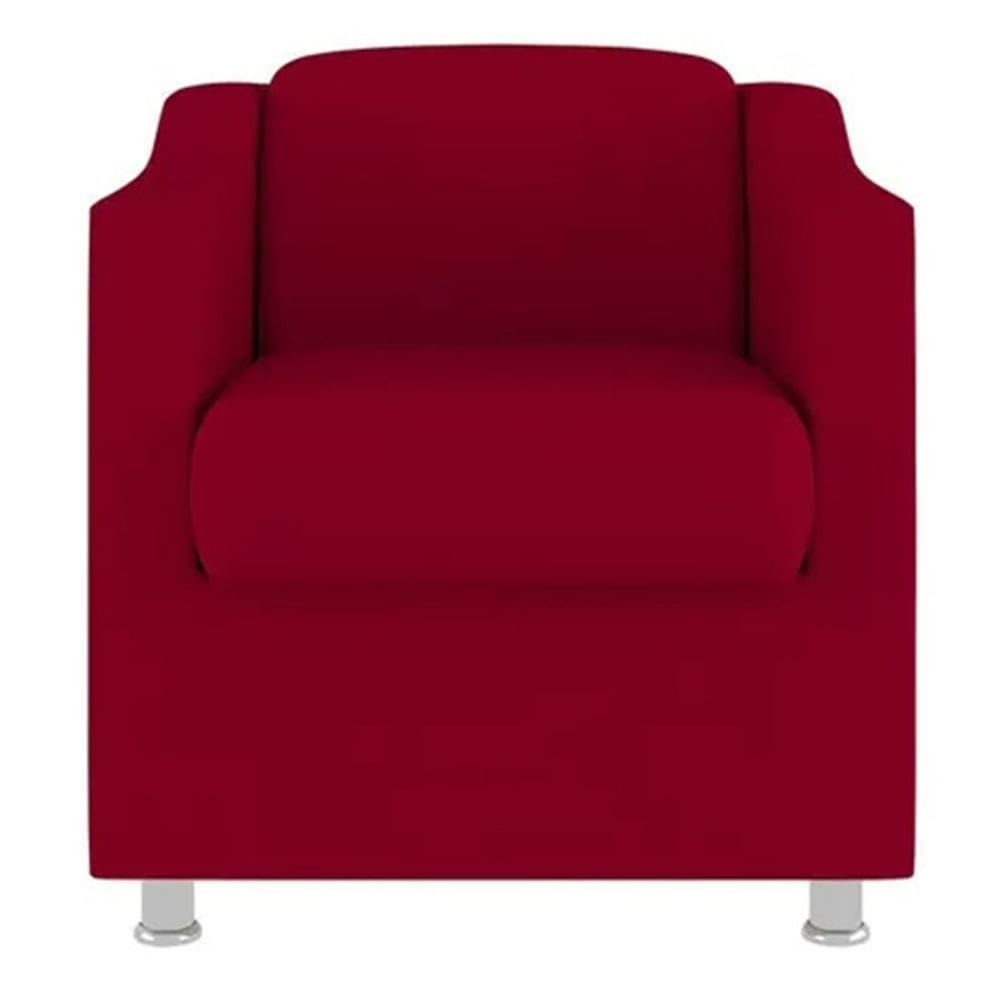 Poltrona Bia Decorativa Reforçada Recepção Clinica Salão Sala De Estar Suede Vermelho