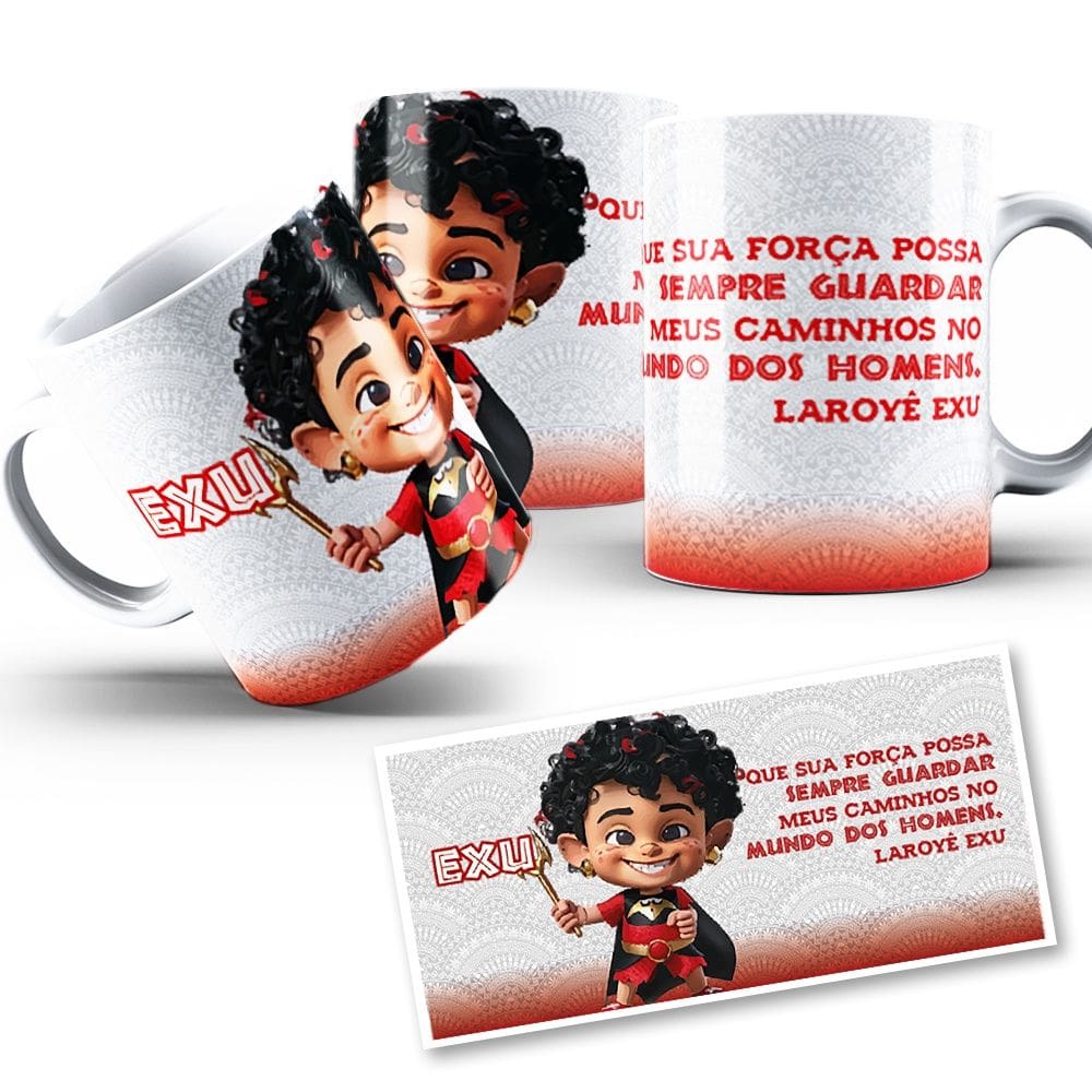 Caneca Exu Mirim Coleção Orixás Umbanda Candomblé 325ml