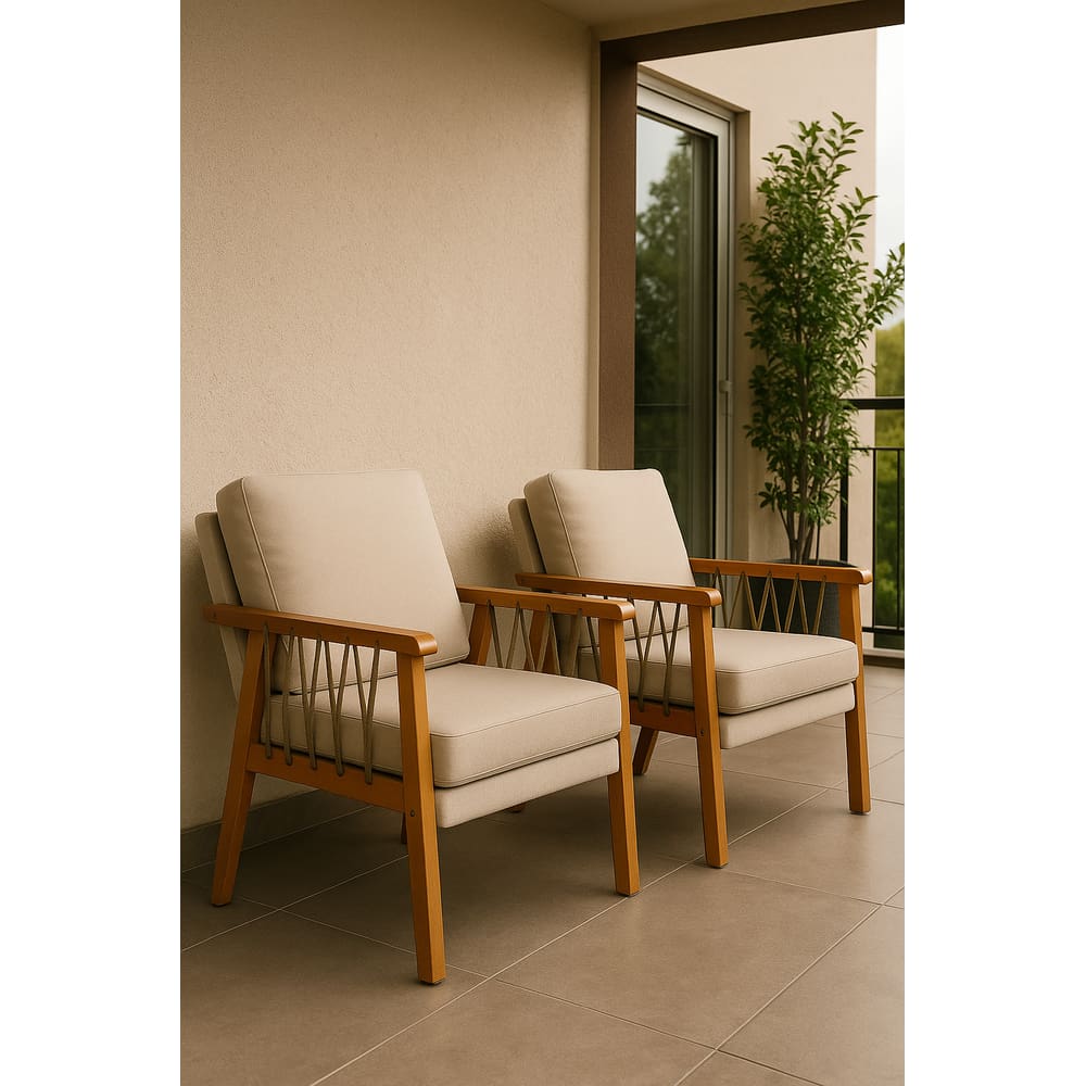 Kit 2 Poltronas Lumi Corda Náutica Madeira Maciça Moderna