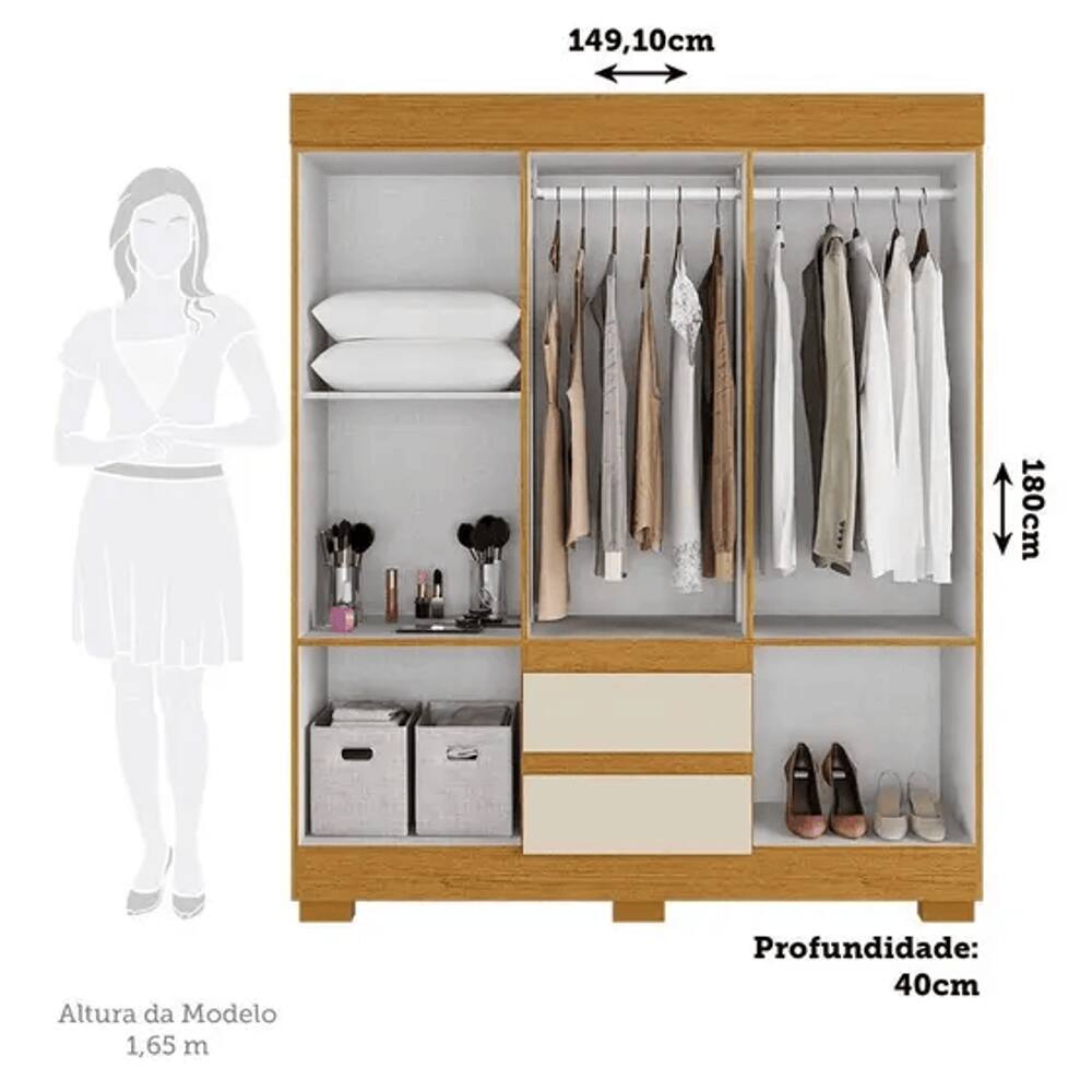 Guarda Roupa Maya 6 Pts Mdp La | Extra