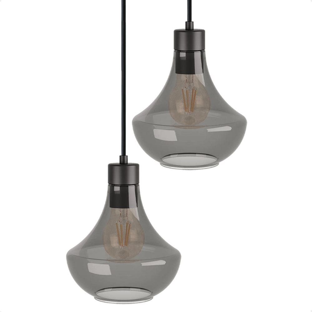 Lustre Pendente Blumenau Verbena Duplo E27 Bivolt Fumê