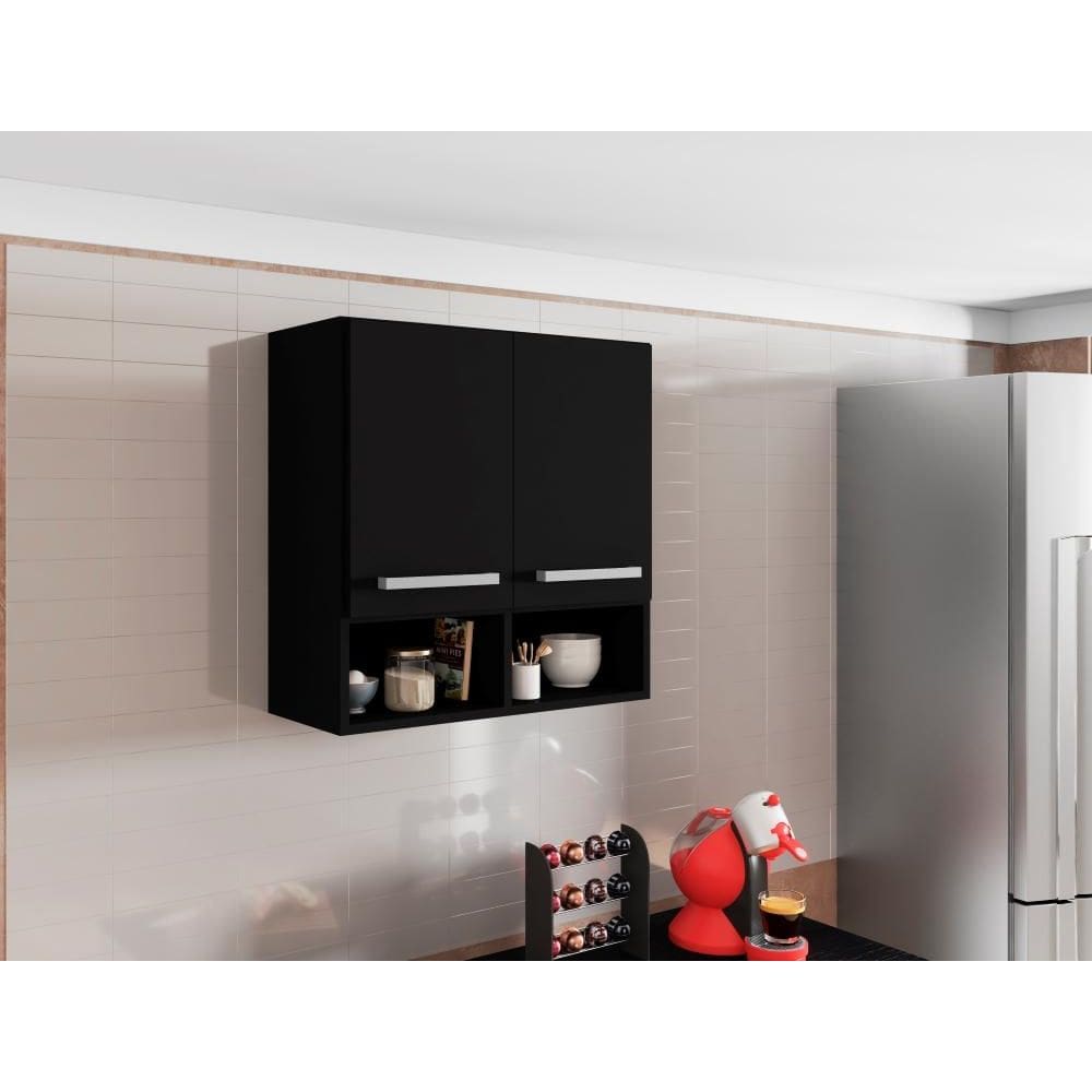 Armario Aereo de Cozinha Argelia Preto Bela Casa