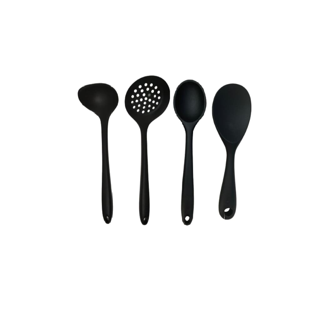 Conjunto de 4 Peças - Colher de Arroz, Escumadeira e Concha Preto - UnyHome