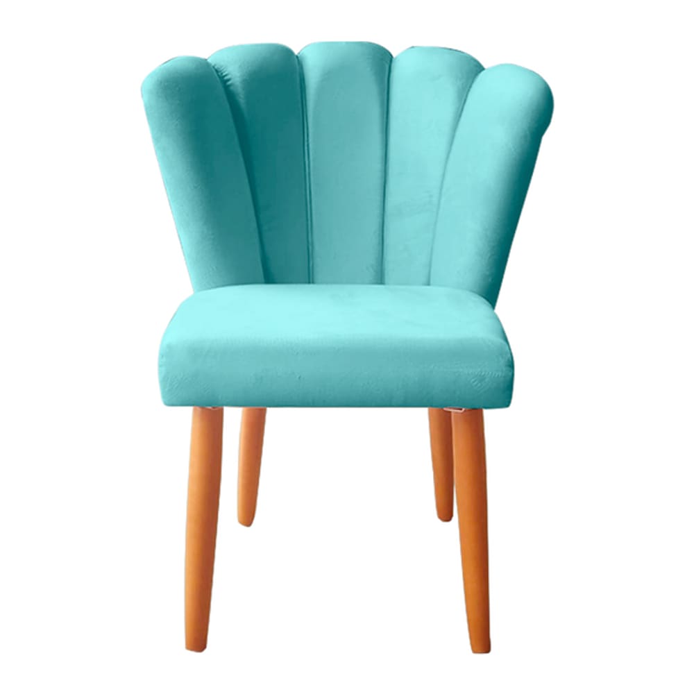 Cadeira Poltrona Sala de Jantar Penteadeira Reforçada Decorativa Pétala Suede Azul Tifany