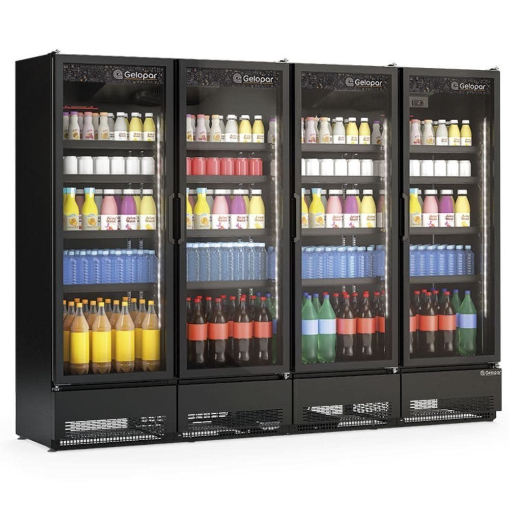 Expositor Vertical 4 Portas GCVR1950CB All Black Gelopar 220V
