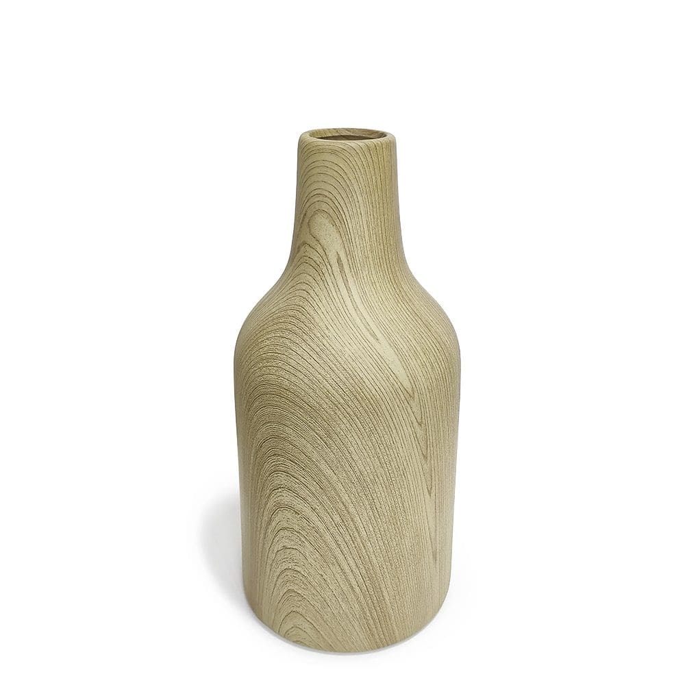 Vaso de Cerâmica com Efeito Madeira Decorativo 25x11cm