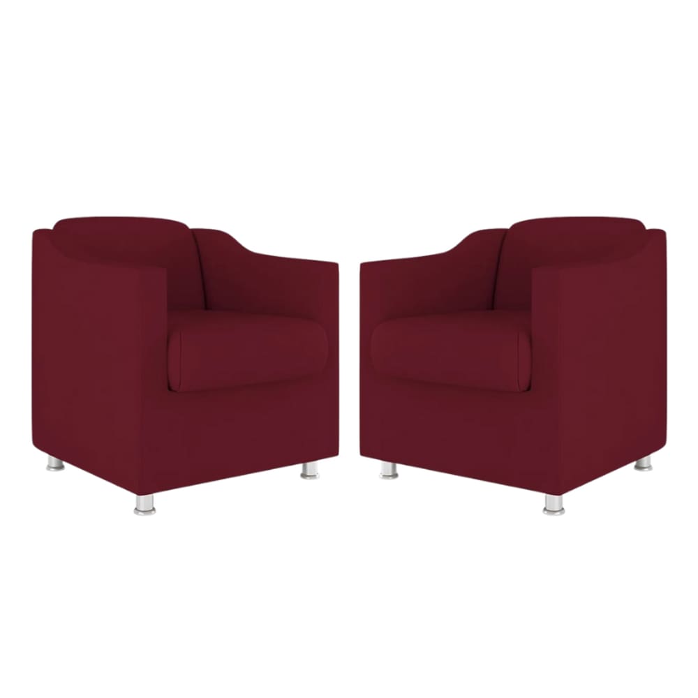 Kit 2 Poltronas Bia Decorativa Reforçada Recepção Clinica Salão Sala De Estar Suede Marsala