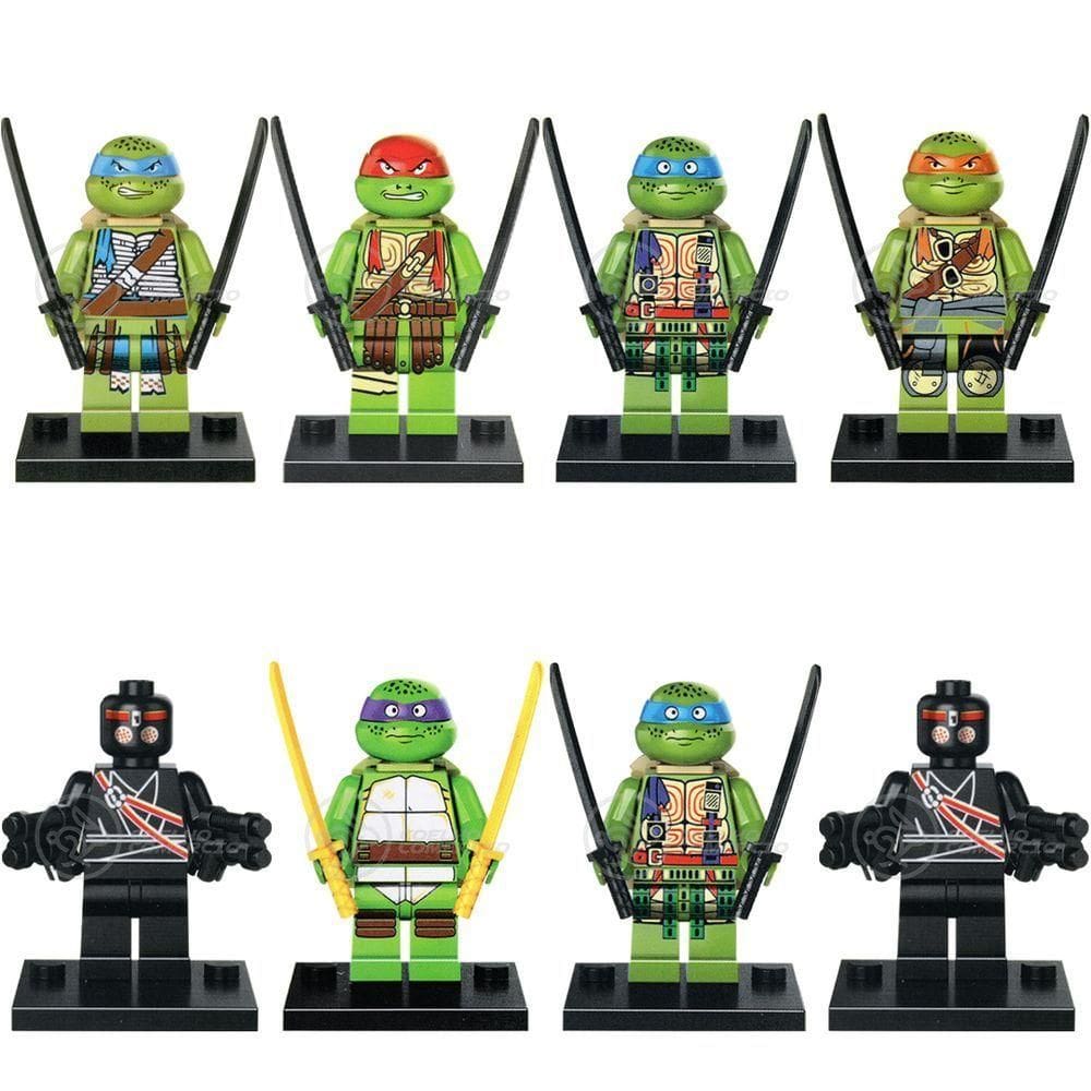 Kit 8 Brinquedo Boneco Mini Action Figure Blocos Montar Tartarugas Ninja Compatível Com Lego Cor:colorido