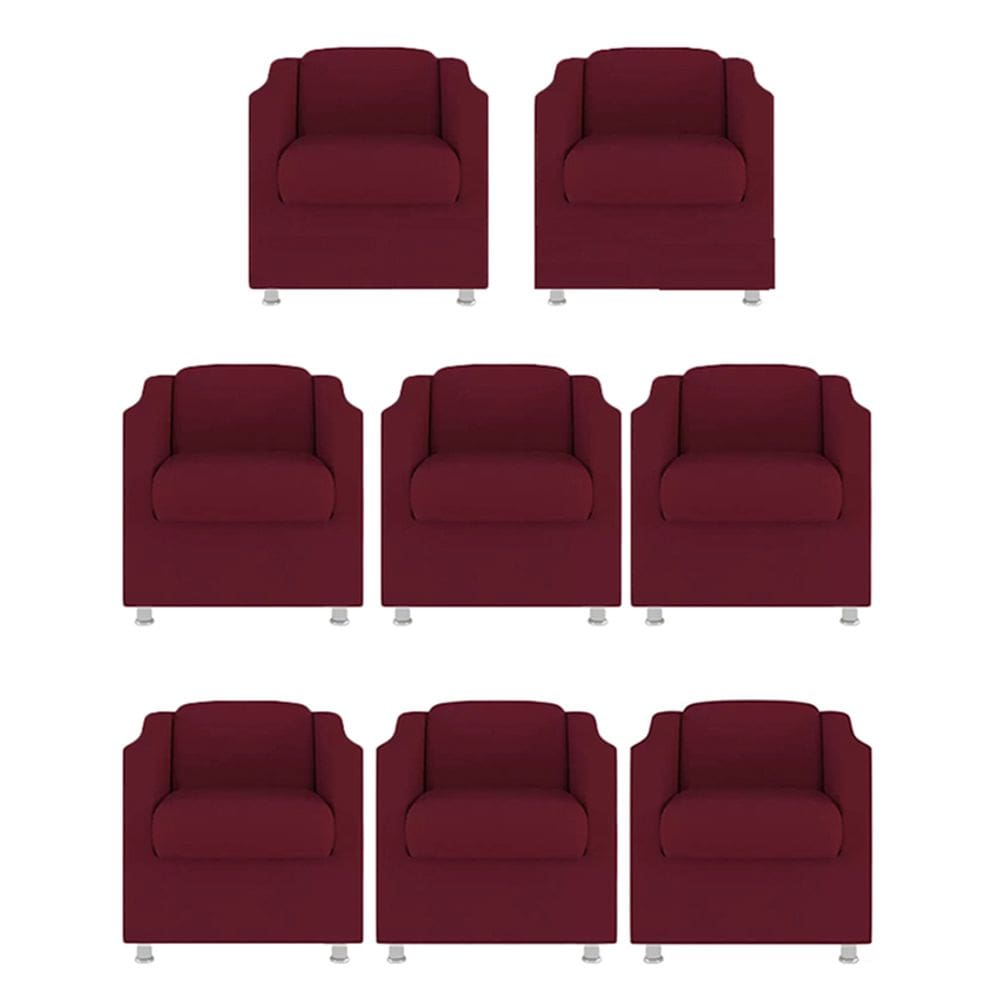 Kit 8 Poltronas Bia Decorativa Reforçada Recepção Clinica Salão Sala De Estar Suede Marsala