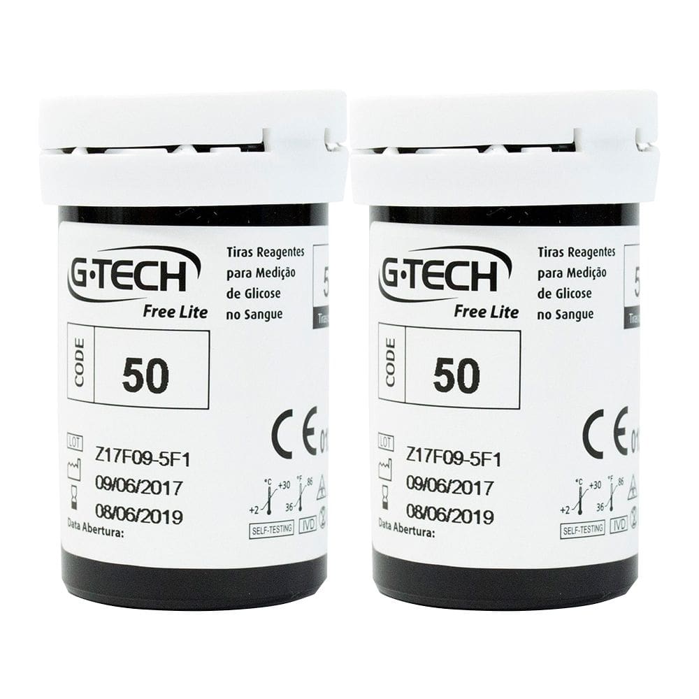 Kit 100 Tiras Reagentes para amostra no Sangue G-TECH Lite