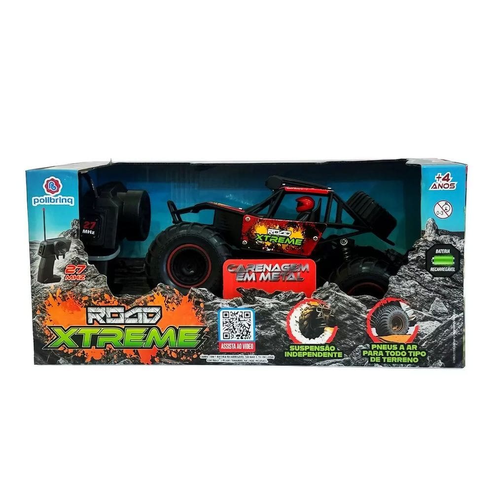 Carrinho Controle Remoto De Brinquedo Polibrinq - Preto/vermelho