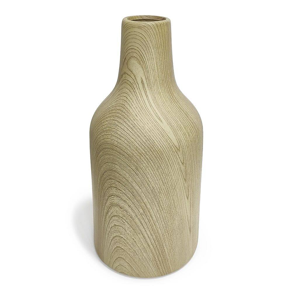 Vaso de Cerâmica com Efeito Madeira Decorativo 31x14cm
