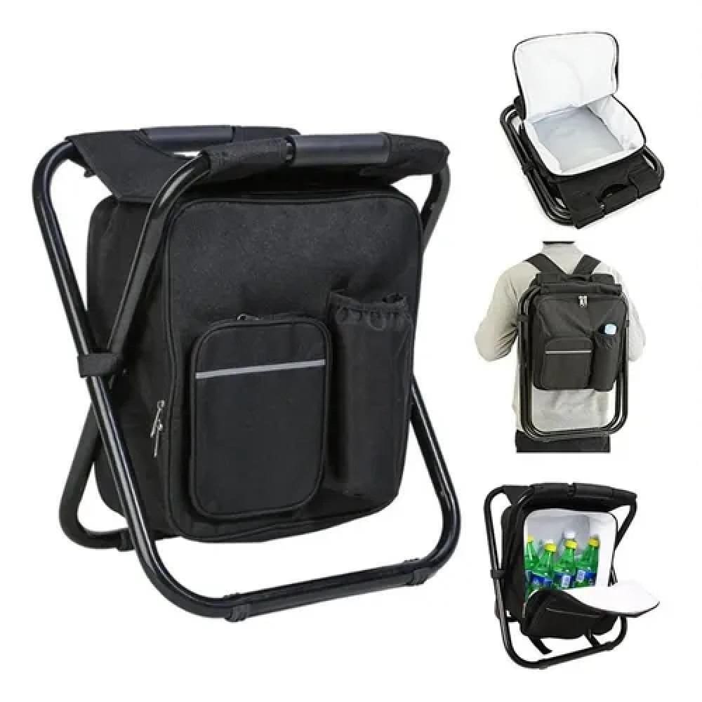 Cadeira Mochila Dobrável Para Pesca Camping Portátil Preto