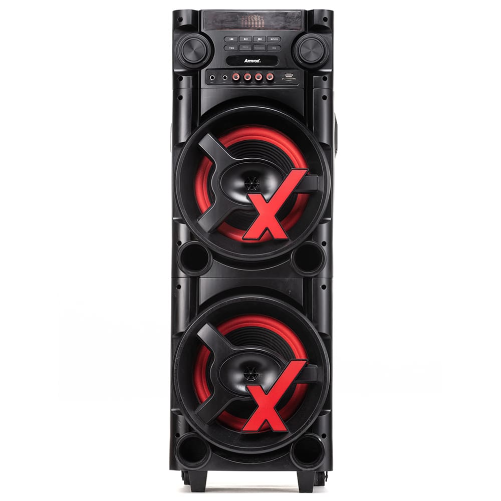 Caixa Amplificada Amvox Aca 1000 Newx 2 Woofers 8 1000w Bluetooth Preta 127/220v Sfm