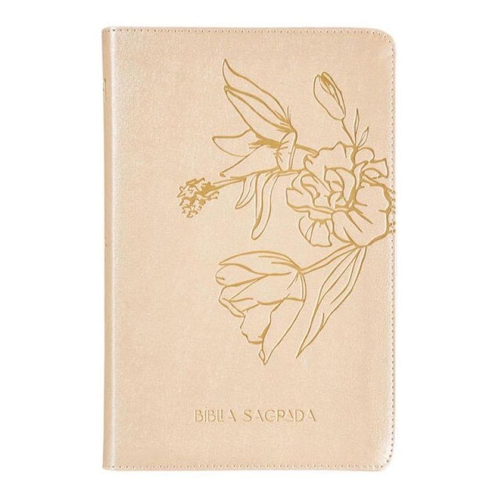 The Purpose Book: Bíblia Sagrada, A21, Capa Couro-Soft Bege, Flores