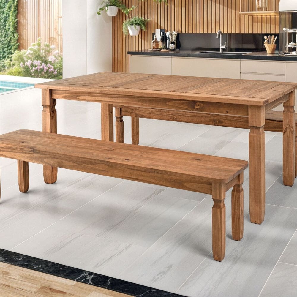 Conjunto para Sala de Jantar com 2 Bancos Corona Natural