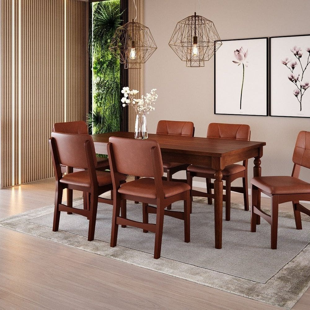 Conjunto de Mesa com 6 Cadeiras Sabrina Nozes