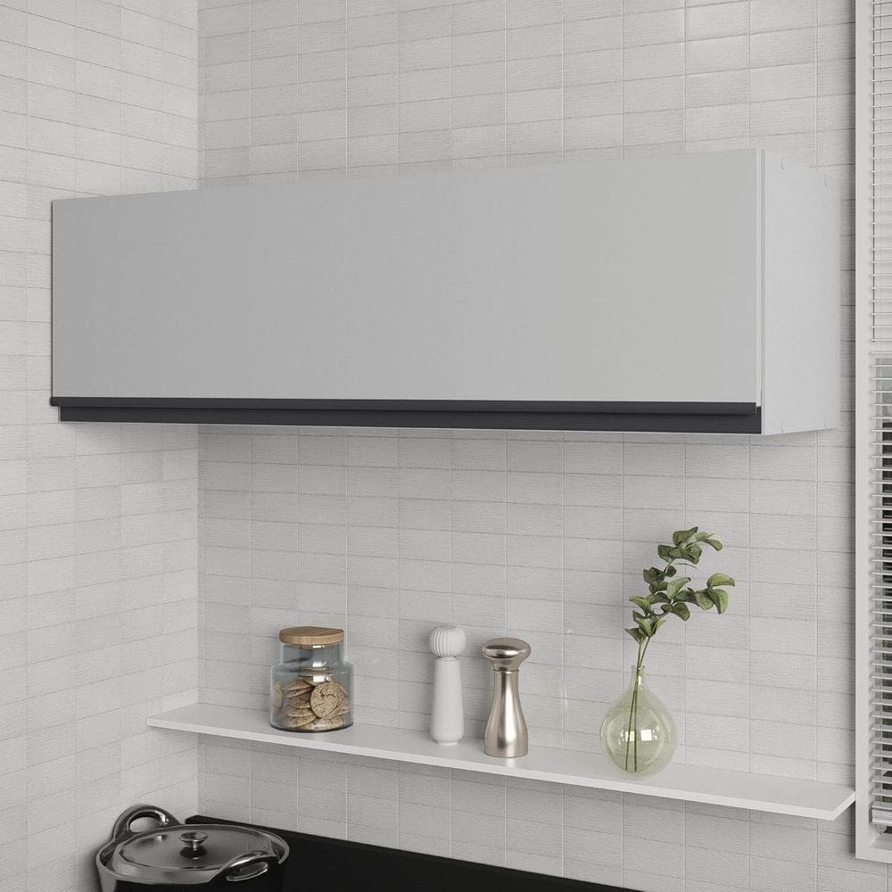 Armário Aéreo Porta Basculante 100cm Nara Cabecasa Madeiramadeira Cinza Claro
