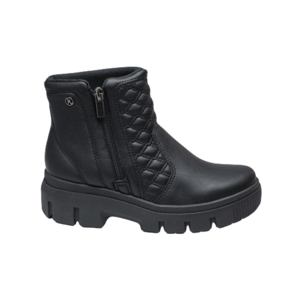 bota feminina kolosh coturno casual com ziper preta