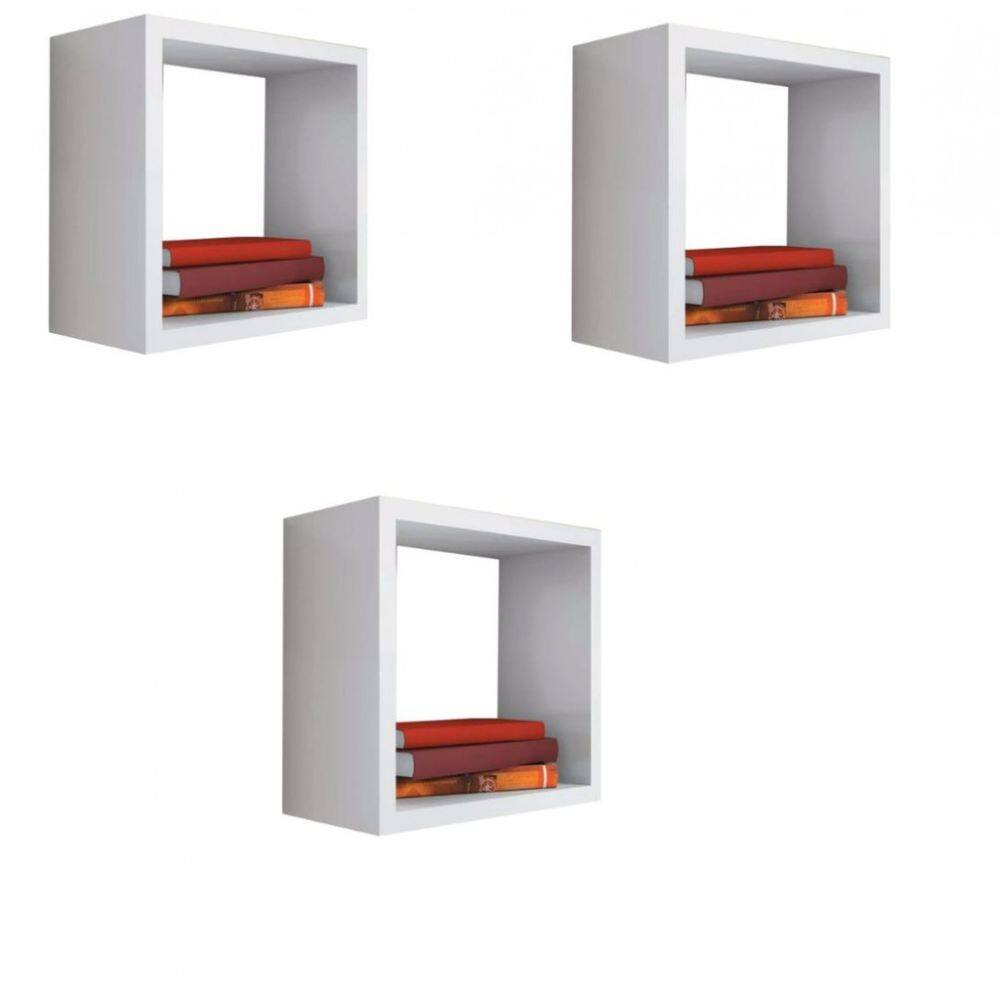Kit 3 Nicho Decorativo 20X20X20 cm Branco Em Mdf