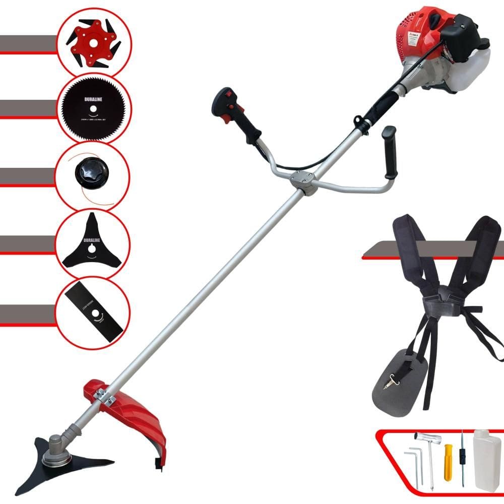 Máquina de Cortar Grama À Gasolina Anmax CG430PTB 2T 43cc 2HP 9.000rpm Roçadeira Profissional Completa Multifuncional Com 5 Opções de Cortes