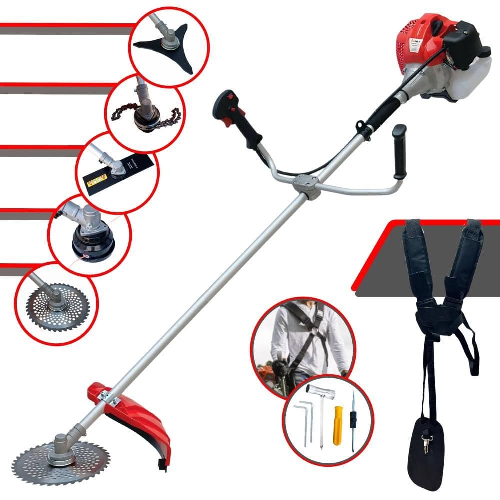 Podador de Grama À Gasolina Anmax CG430P-TB 43cc 2HP 9.000rpm Completa Com Carretel + Faca 2 Pontas + Faca 3 Pontas + Disco 40 Dentes + Trimmer