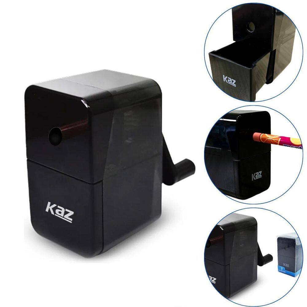 Apontador Manual De Mesa Com Manivela E Coletor Kz261 Preto