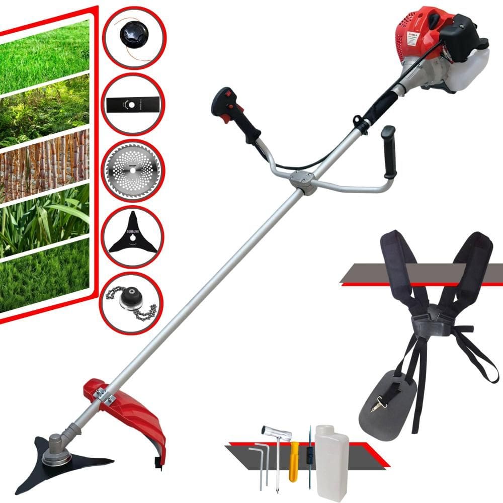 Aparador de Grama Completo À Gasolina Anmax CG430P 2HP 43cc Alta Performance Com Carretel + Lâmina Facão + Lâmina 3 Pontas + Disco Circular + Trimmer