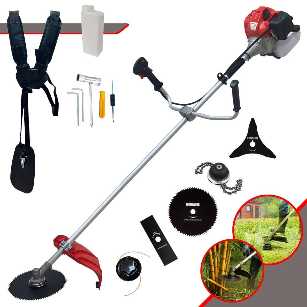 Máquina de Cortar Grama Multifunções À Gasolina Anmax CG430P 43cc 2HP 9.000rpm Roçadeira Completa P/ Todos os Tipos de Trabalho Com 5 Opções de Cortes