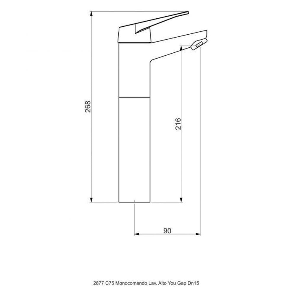 Misturador Monocomando Lavatório Para Cuba De Apoio Dn15 You Cromado Perflex