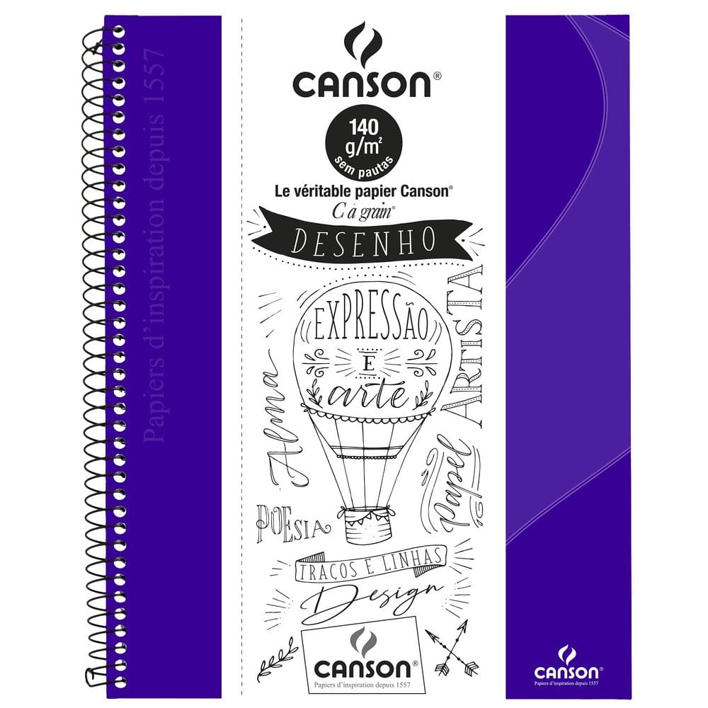 Caderno Desenho A4+ 140g/m², Canson, 71400267BR, Ultra Violeta, 40 Folhas