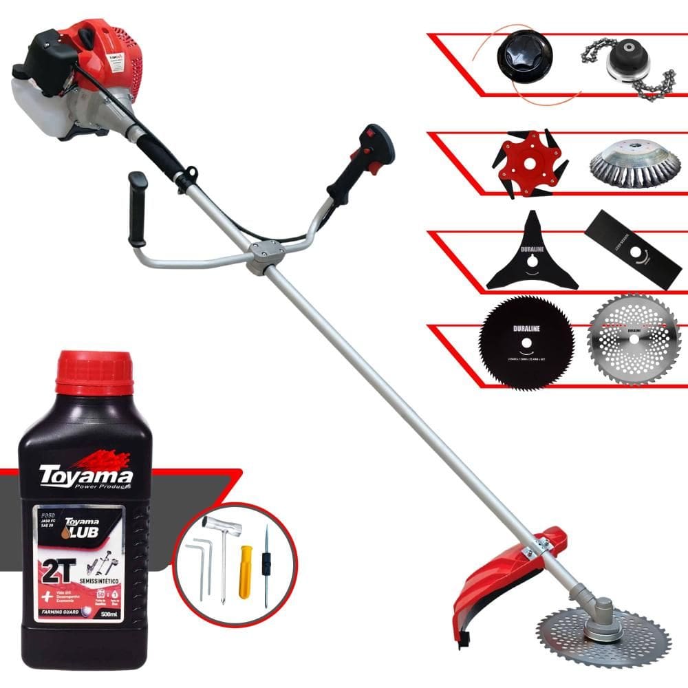 Máquina de Cortar Grama Profissional À Gasolina Anmax CG430P 43cc 2HP de Potência 9.000rpm Roçadeira Completa Com 8 Opções de Cortes + ÓLEO TOYAMA