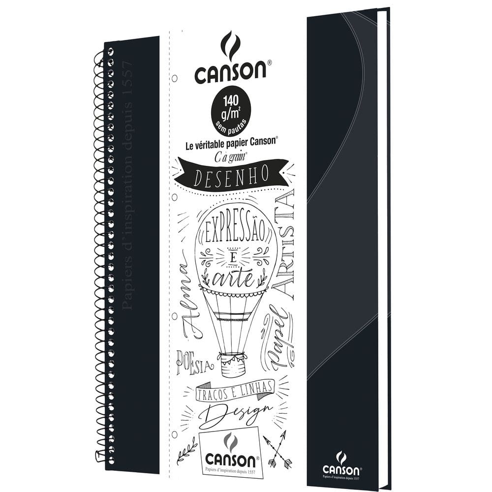 Caderno Desenho A4+ 140g/m², Canson, 71400267BR, Preto , 40 Folhas